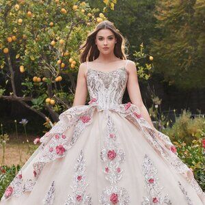 NEW FLORAL LONG OFF SHOULDER SLEEVELESS EMBROIDERED SEQUIN BALL GOWN CD 15703